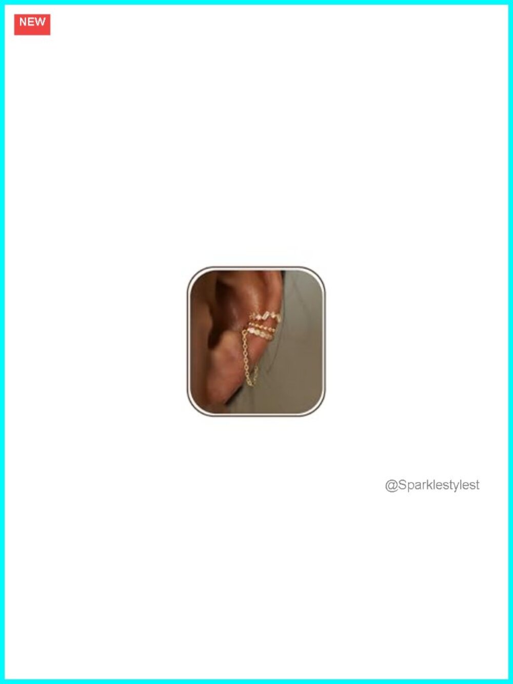 14K Gold Plated Ear Cuff Set Clip On Dangling Chain Cartilage Earrings Women